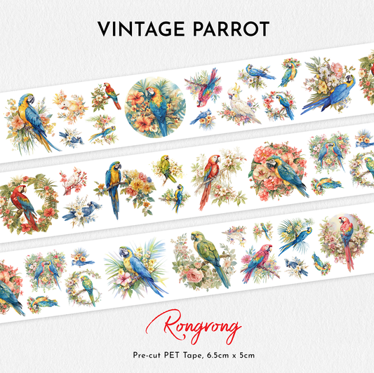 Vintage Parrot PET Tape (Set of 6)